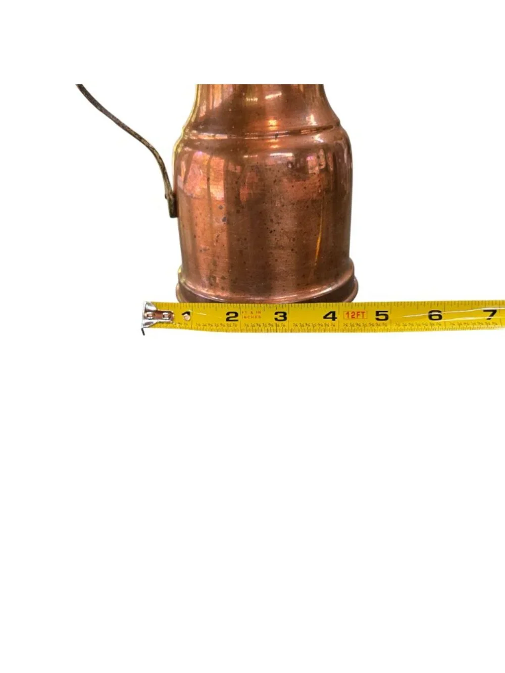 Vintage Handmade Copper Pitcher Brass Handle - 8 Inches Tall - Made In Turkey